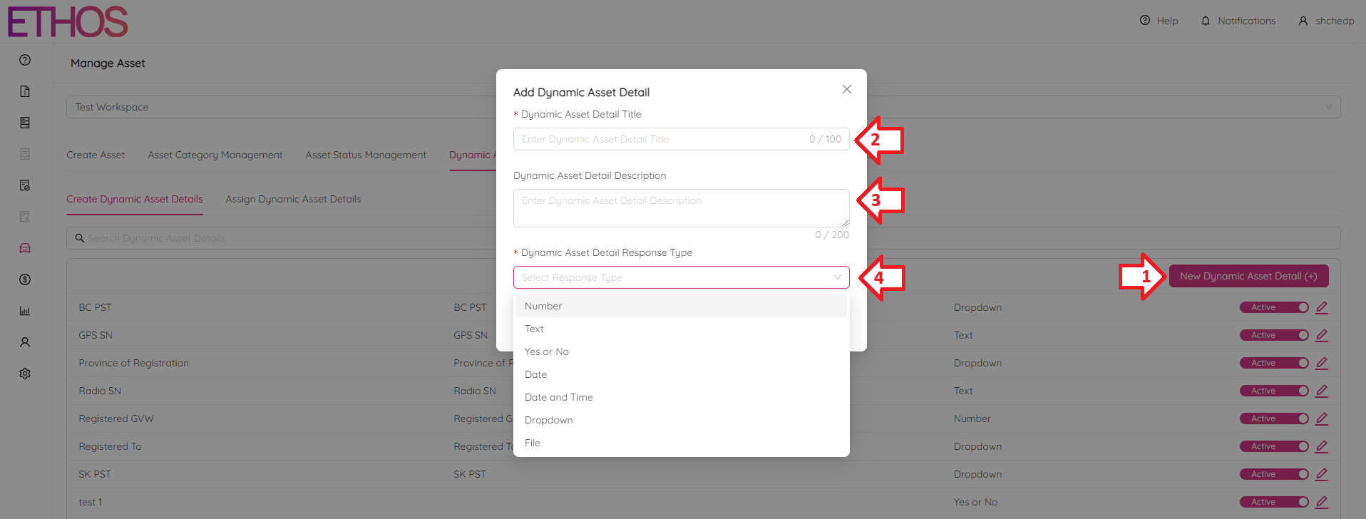 Add Dynamic Asset Detail