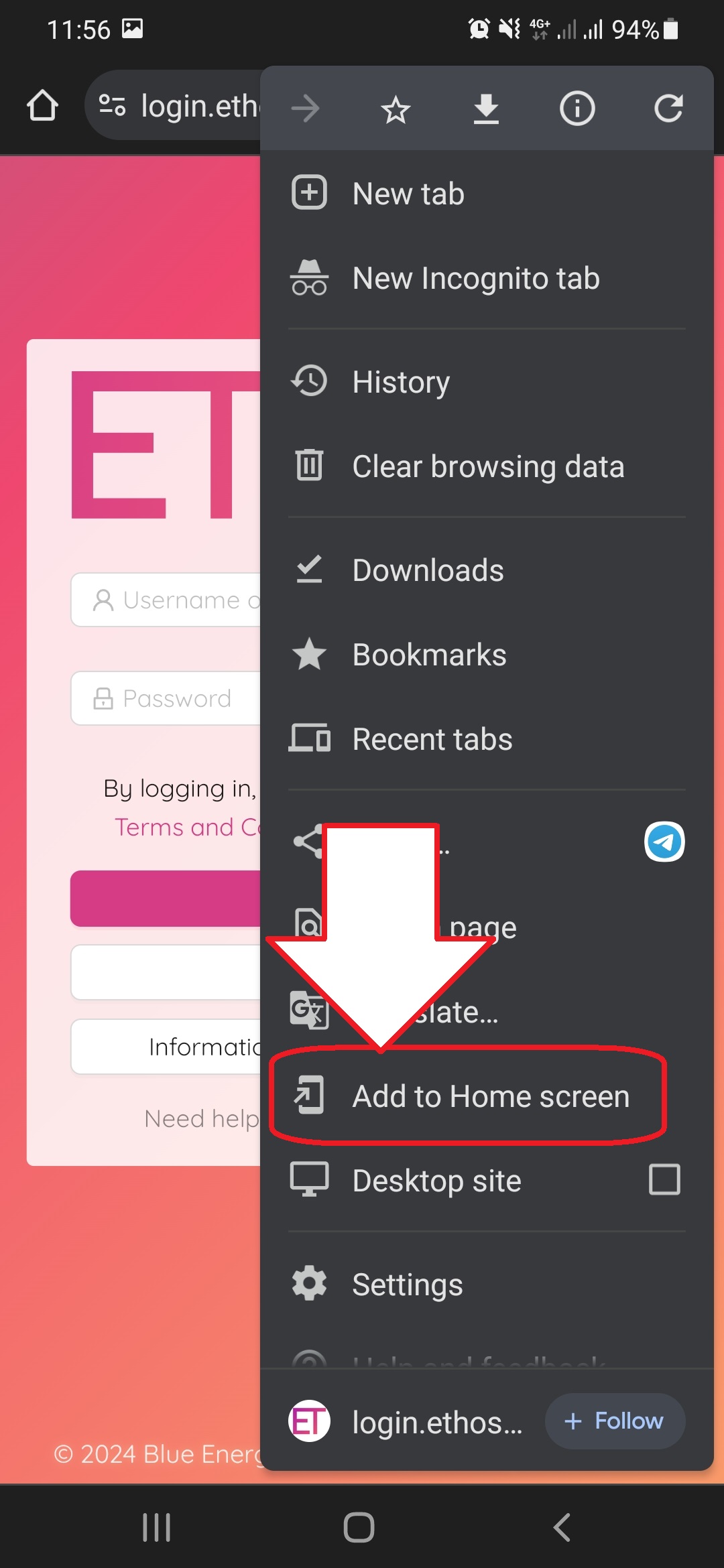 Chrome Add to Home Screen