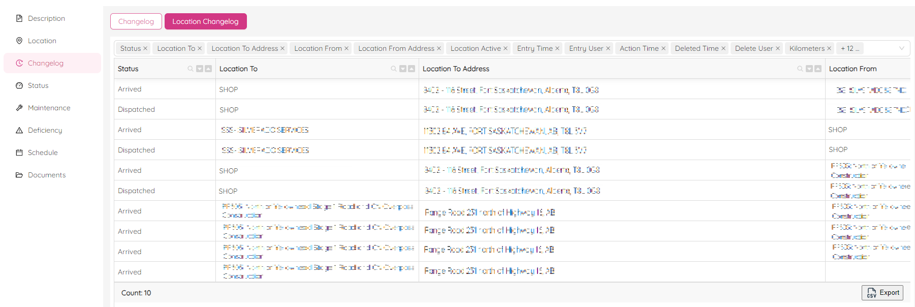 Asset Location Changelog