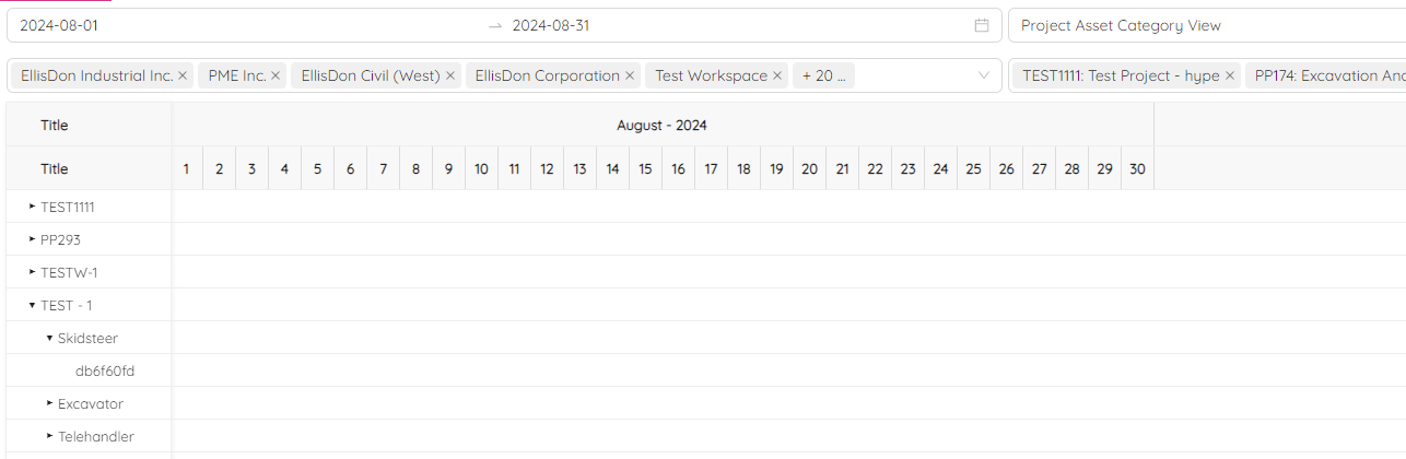 Asset Scheduler Project Asset Category View