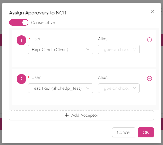 Assign NCR approvers