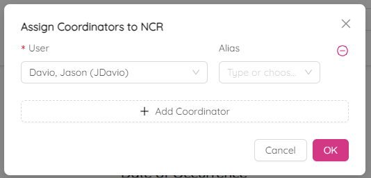 Assign NCR coordinators