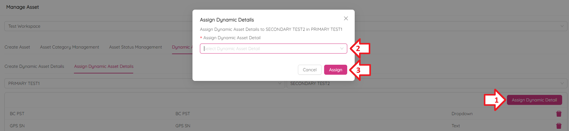 Assign Dynamic Asset Details