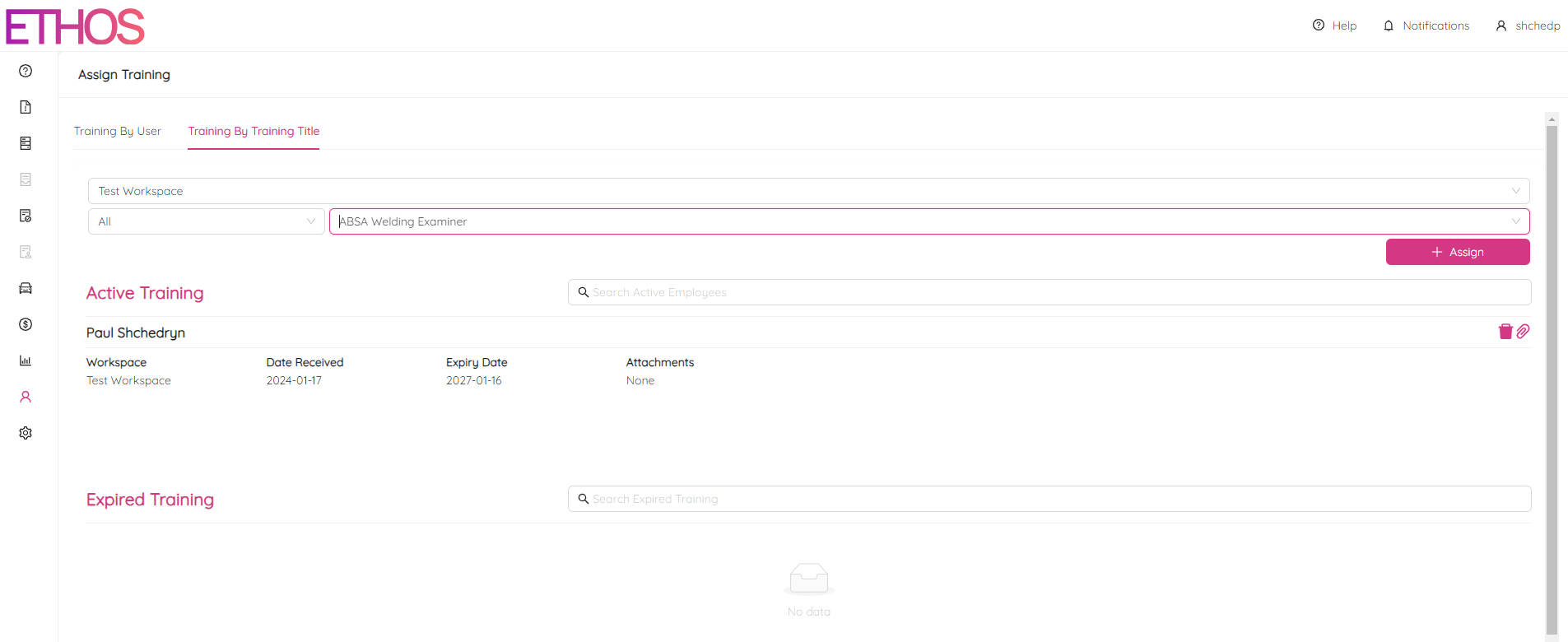 Assign Training By Training Page