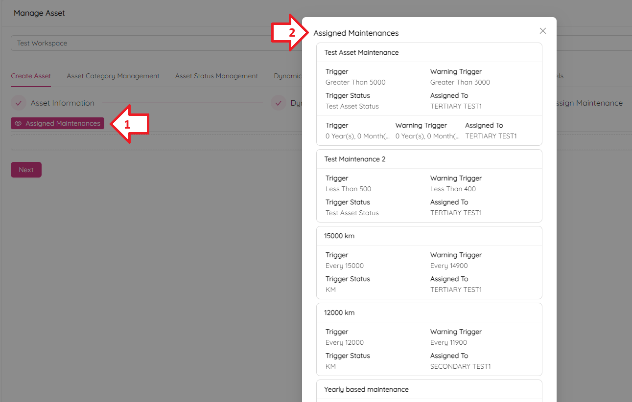 Assigned Maintenances