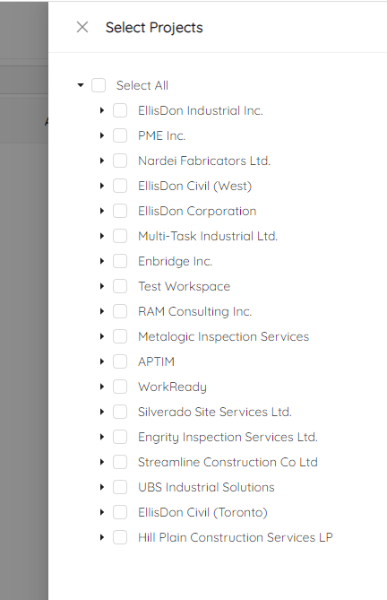 Audit List Select Projects