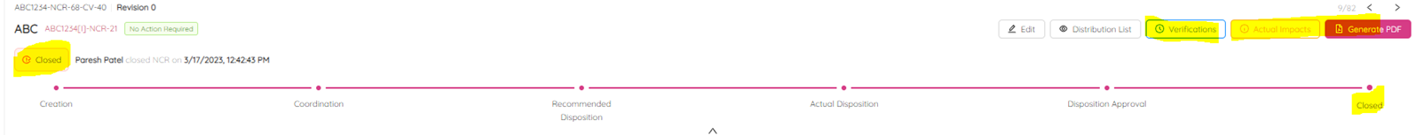 Closed NCR log example