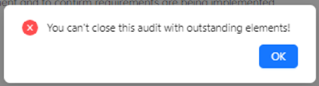 Audit Closing Failure
