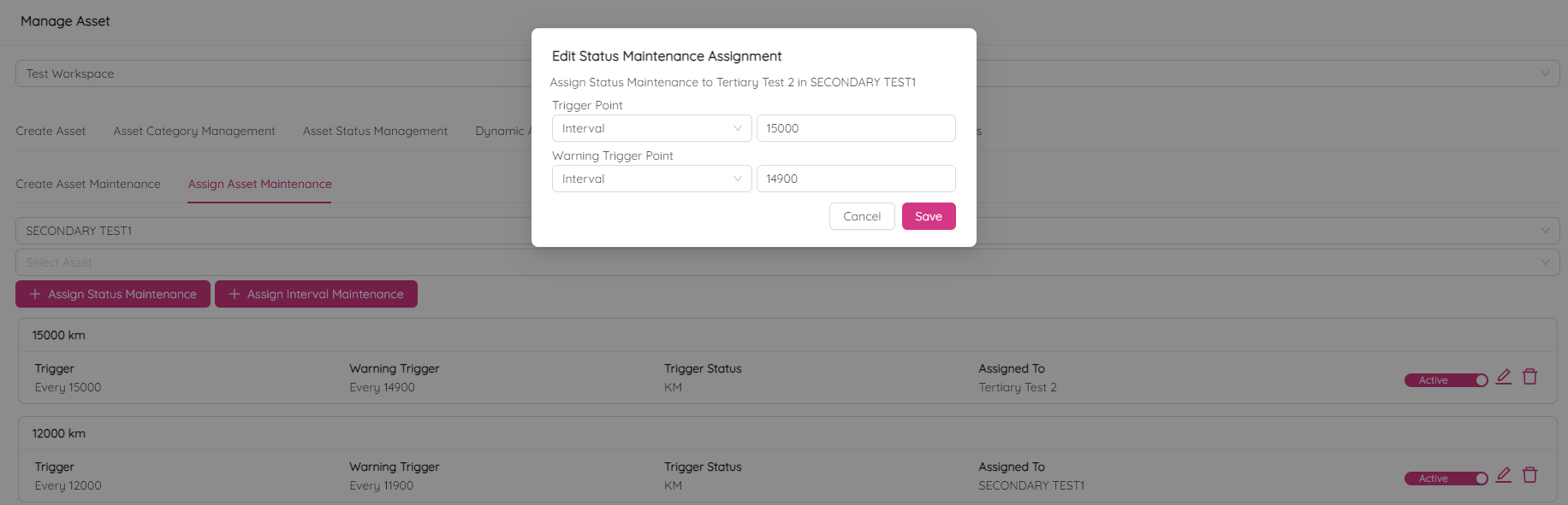 Edit Asset Maintenance Assignment