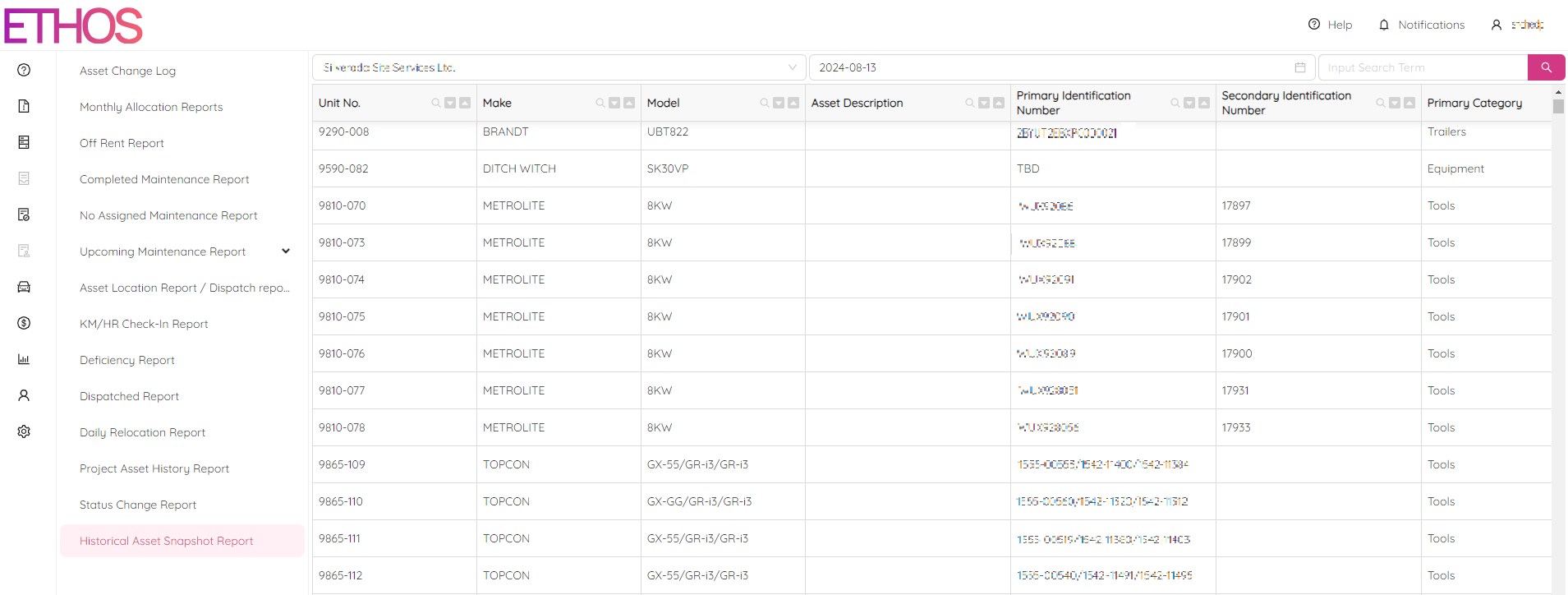 Historical Asset Snapshot Report