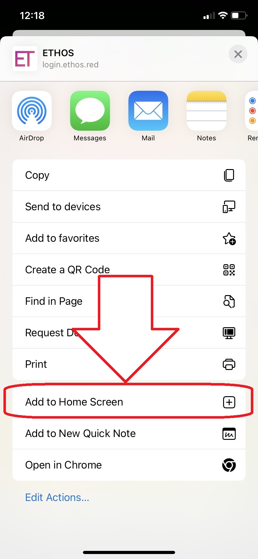 Edge Add to Home Screen