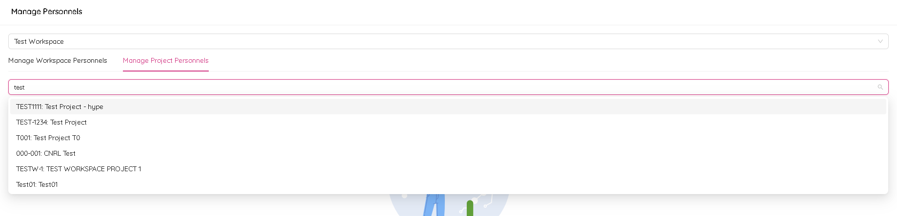 Manage Project Personnels Select Project