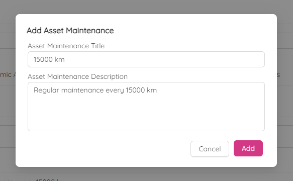 New Asset Maintenance