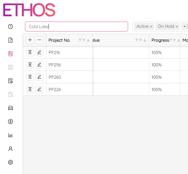 Project Statuses Search