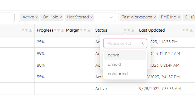 Refine Filter Status