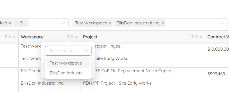 Refine Filter Workspace