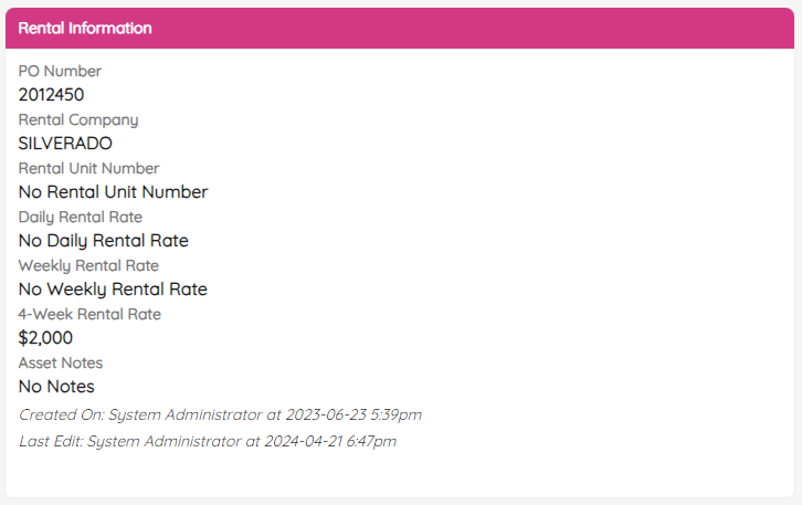 Rental Information