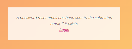 Reset Password Email Sent