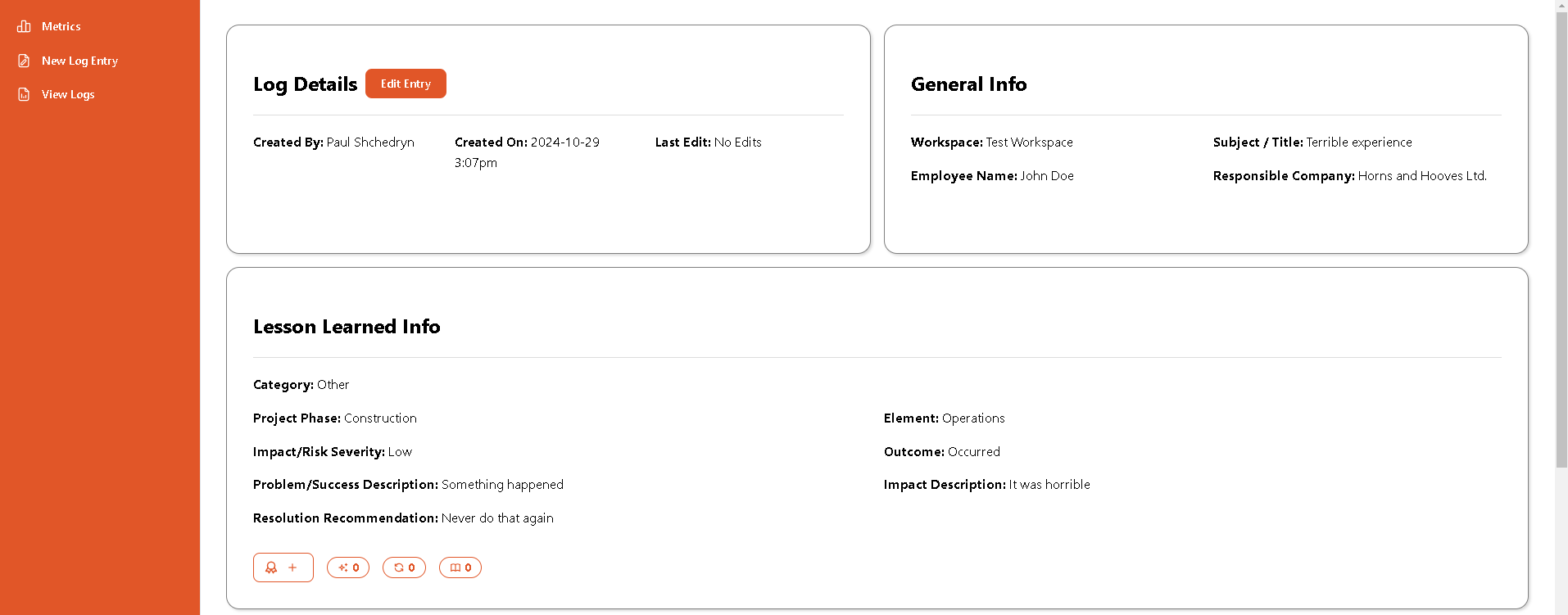 Retrospect Details View