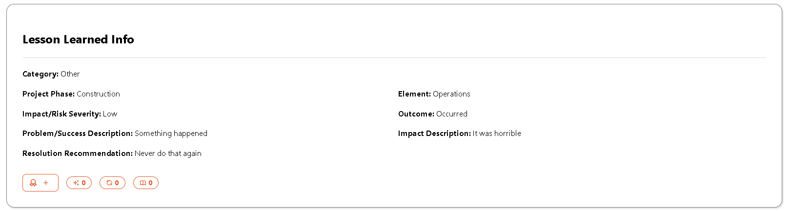 Retrospect Lesson Learned Info