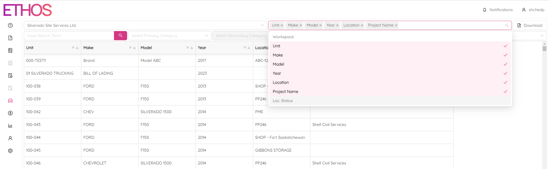 Select Asset Columns
