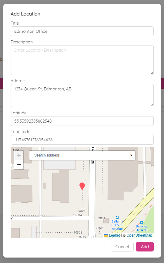Workspace Settings Locations Add Location